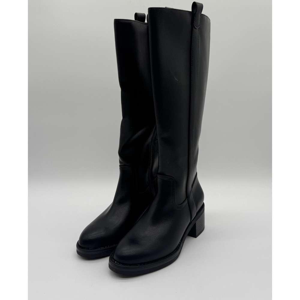 Kensie Naya B Black Tall Riding Boots Block Heel Knee High Womens 6.5 NEW